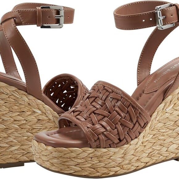 Marc Fisher Godina Women's Wedge Platform Brown Faux Leather US Size 11 M - Picture 2 of 6